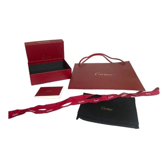 Cartier Red Gift Box Set Dust Bag & Ribbon Gift Set Wallet Small Purse Jewelry - Picture 1 of 10